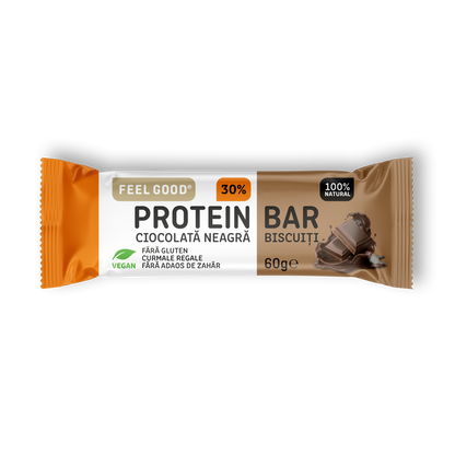 Cutie 12 Batoane Proteice Feel Good – Biscuiți & Ciocolată Neagră (60g/baton)