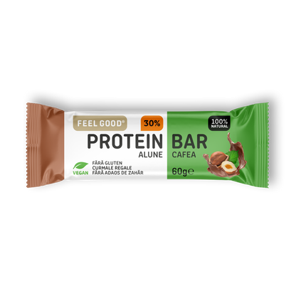 Cutie 12 Batoane Proteice Feel Good – Alune & Cafea (60g/baton)